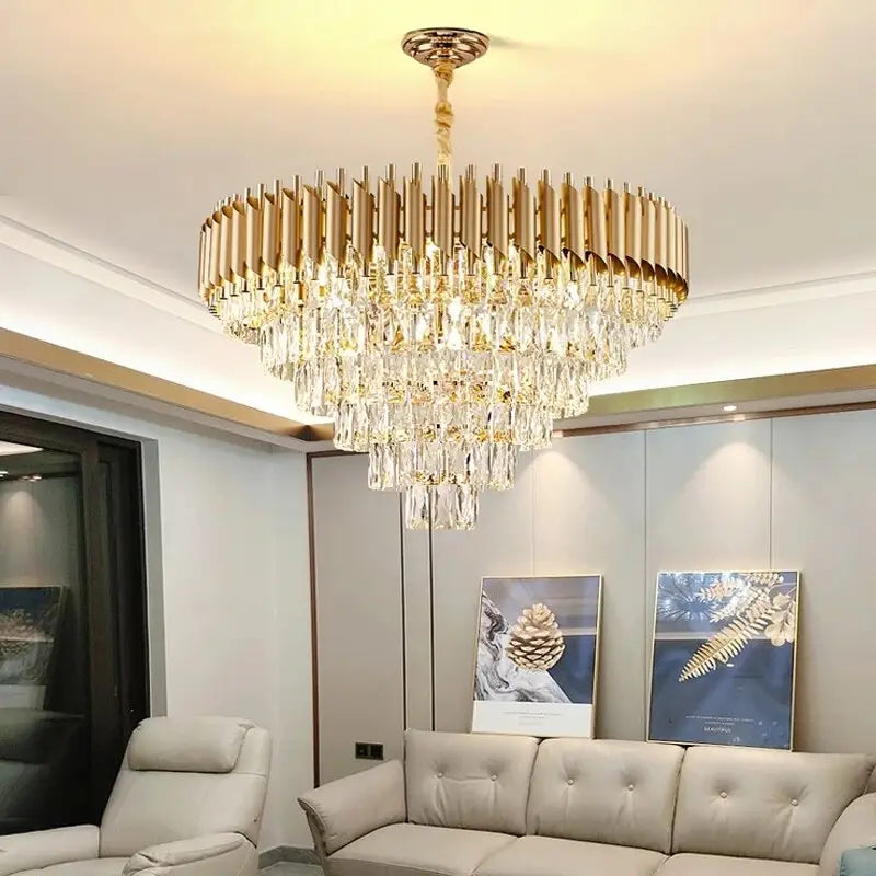 Luxury Crystal Round Chandelier for Living Dining Bedroom