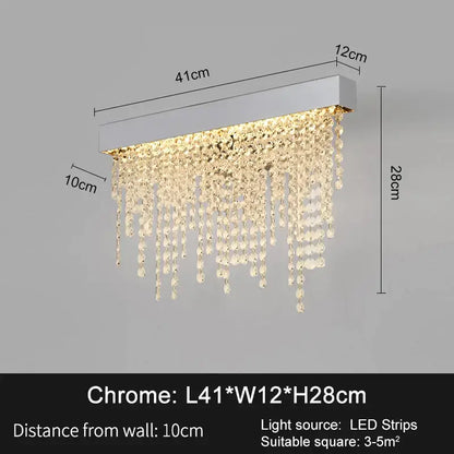 Luxury Gold Crystal Wall Sconce for Bedside Bedroom Living - Chrome / NON dimm warm light