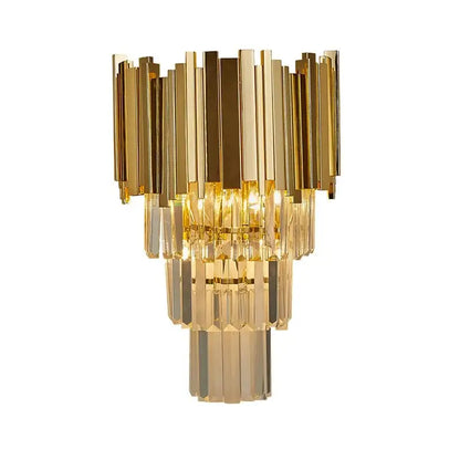 Luxury Gold Crystal Wall Sconce for Hallway Bedroom Bedside - Warm Light 3000K / NOT