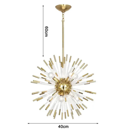 Luxury Gold Glass Rod Hanging Chandelier for Living Dining - Dia40cm / NOT dimm Warm light