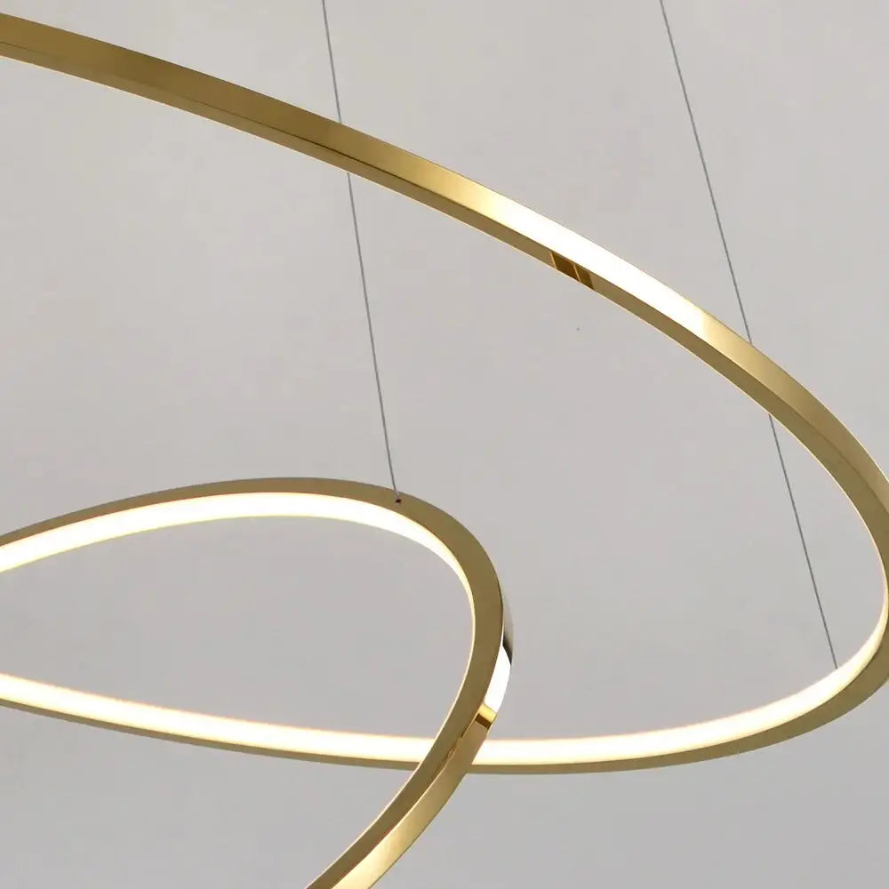 Luxury Gold Hanging Ring Chandelier for Staircase Living Hall