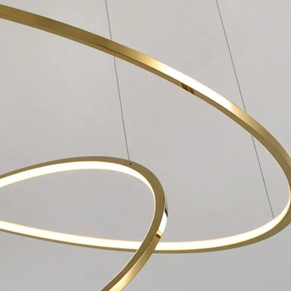 Luxury Gold Hanging Ring Chandelier for Staircase Living Hall
