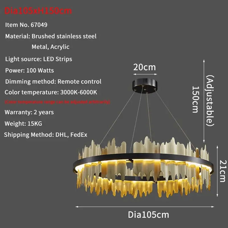 Luxury Hanging Crystal Round Chandelier for Living Dining Bedroom - Dia105cm(Gold)