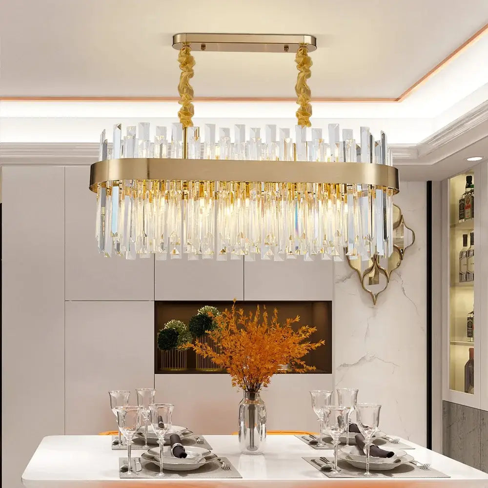 Luxury Hanging Oval Crystal Chandelier for Dining Kitchen