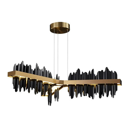 Luxury Hanging Rectangle Chandelier for Living Bedroom Dining - Black lampshade