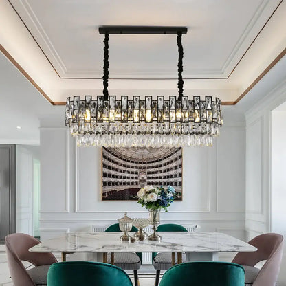 Luxury Hanging Rectangle Crystal Chandelier for Dining Island