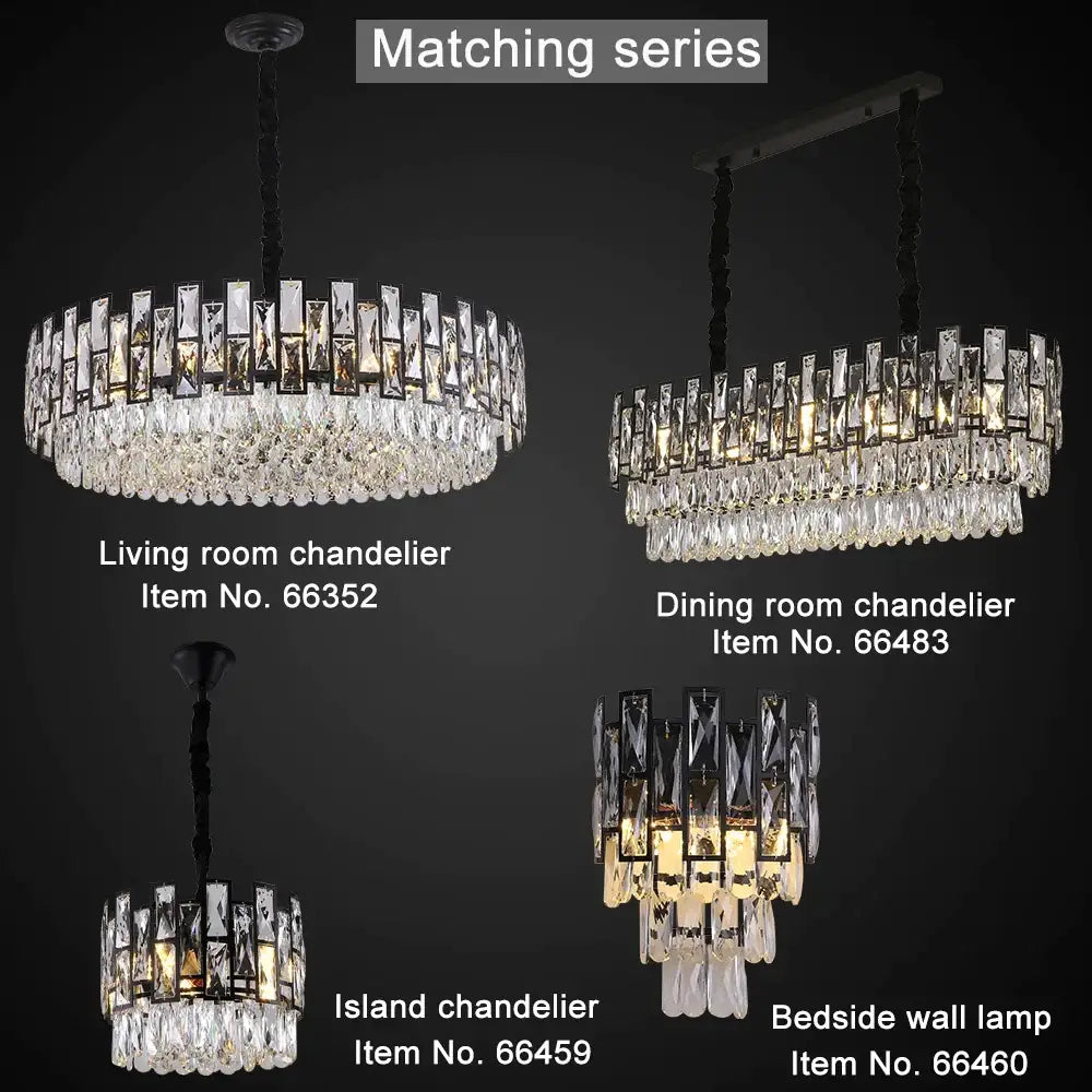 Luxury Hanging Rectangle Crystal Chandelier for Dining Island