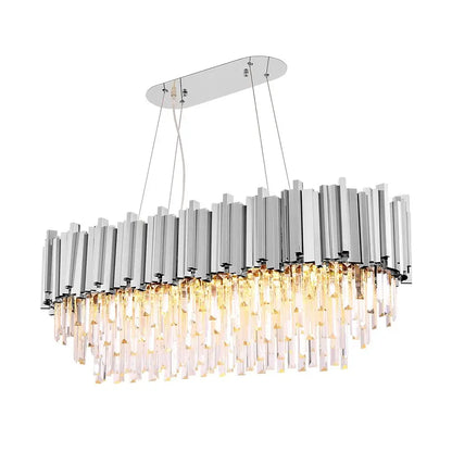 Luxury Hanging Rectangle Crystal Chandelier for Dining Kitchen - Chrome / L80xW30xH40cm