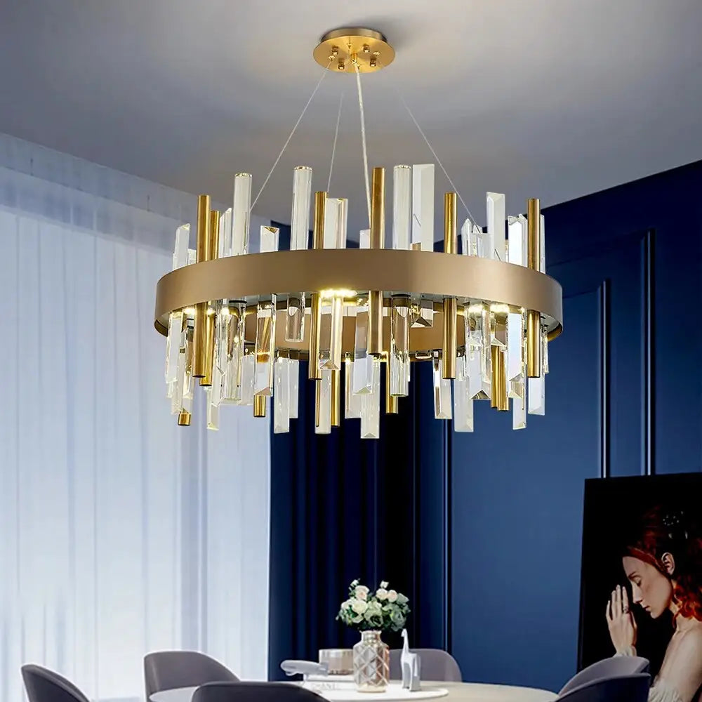 Luxury Hanging Round Crystal Chandelier for Living Bedroom