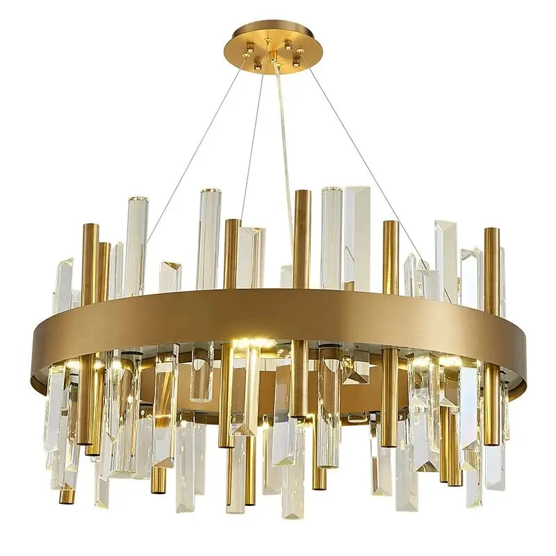Luxury Hanging Round Crystal Chandelier for Living Bedroom - Gold / Dia60cm Warm light