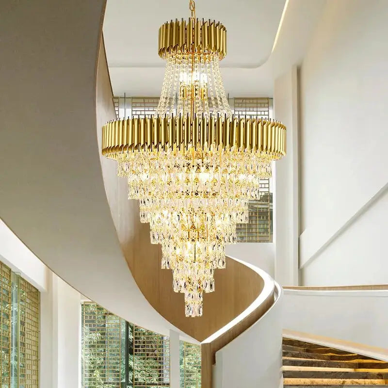 Luxury Large Crystal Chandelier for Staircase Living Hallway