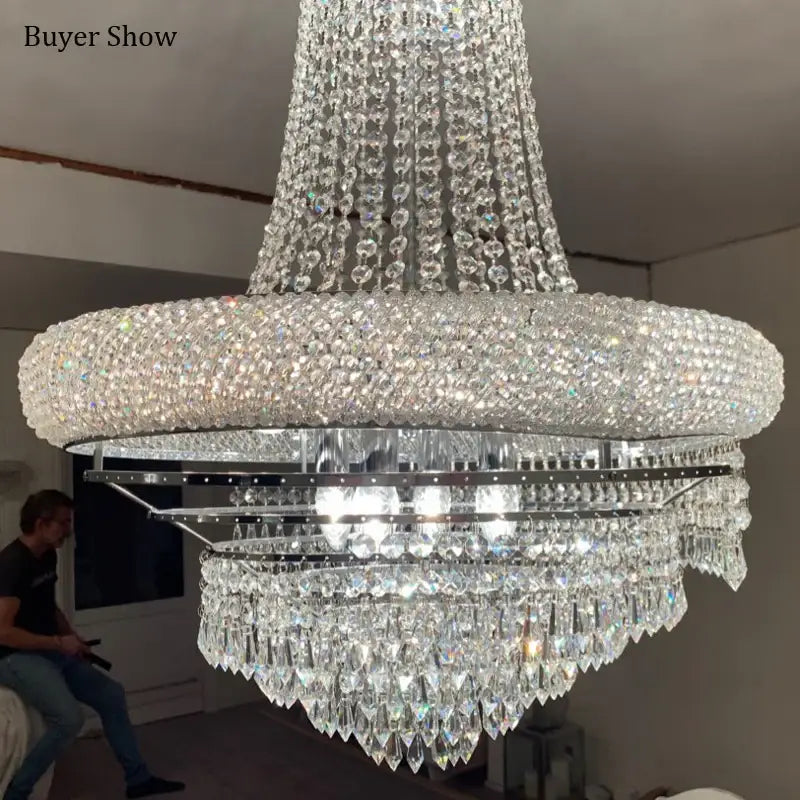 Luxury Large Foyer Crystal Chandelier for Staircase - Chandeliers