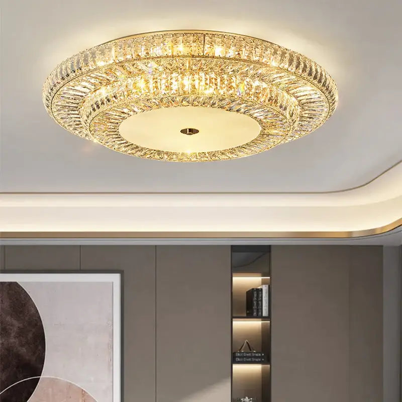 Luxury Large Gold Ceiling Crystal Chandelier for Living Bedroom