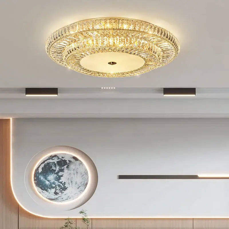 Luxury Large Gold Ceiling Crystal Chandelier for Living Bedroom