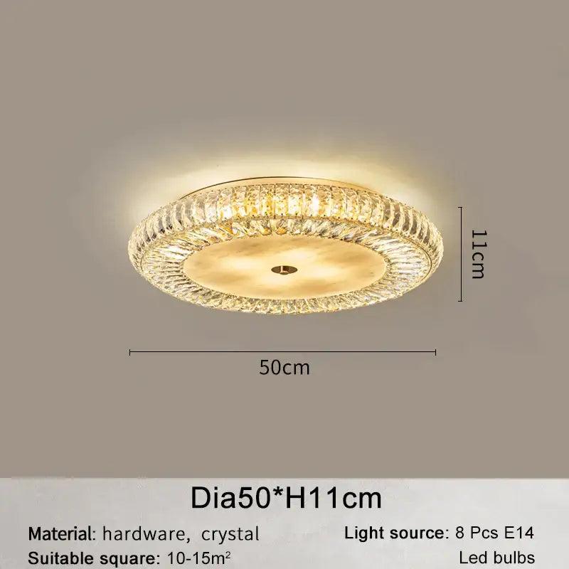 Luxury Large Gold Ceiling Crystal Chandelier for Living Bedroom - Dia50cm / NON dimm warm