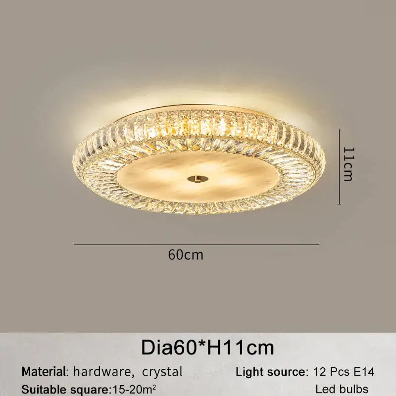 Luxury Large Gold Ceiling Crystal Chandelier for Living Bedroom - Dia60cm / NON dimm warm