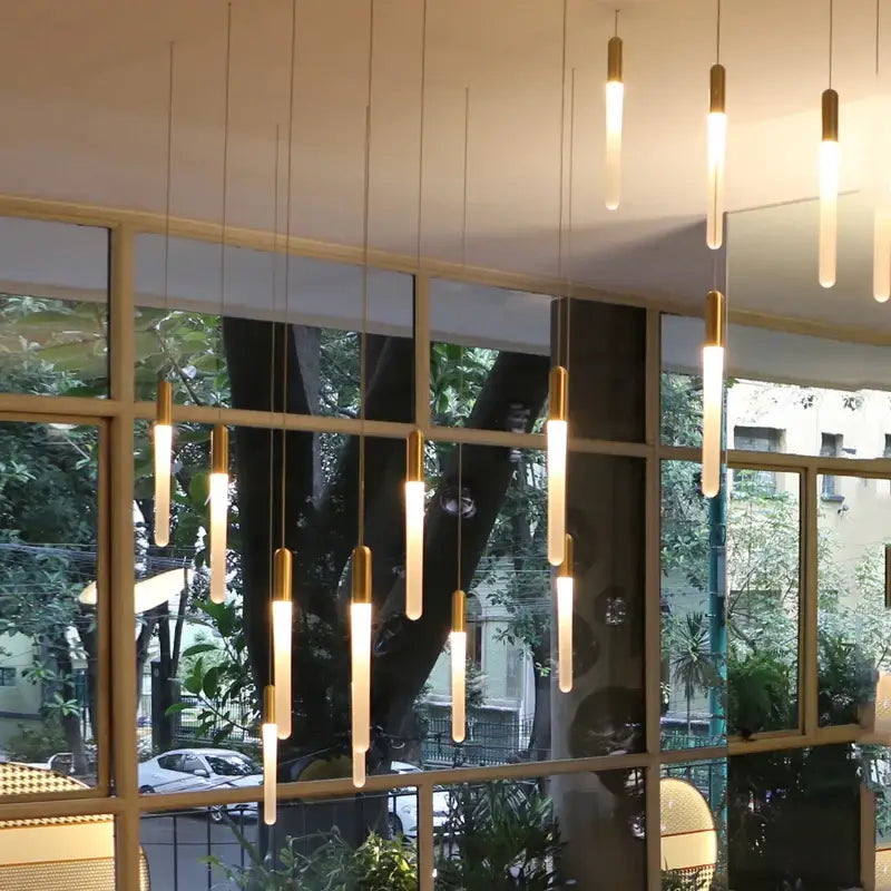 Luxury Long LED Strips Chandelier for Staircase Lobby - Home & Garden > Lighting Fixtures