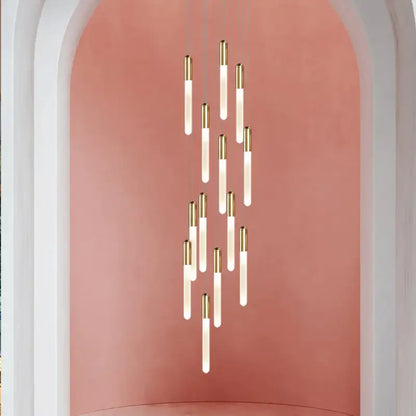 Luxury Long LED Strips Chandelier for Staircase Lobby - Home & Garden > Lighting Fixtures