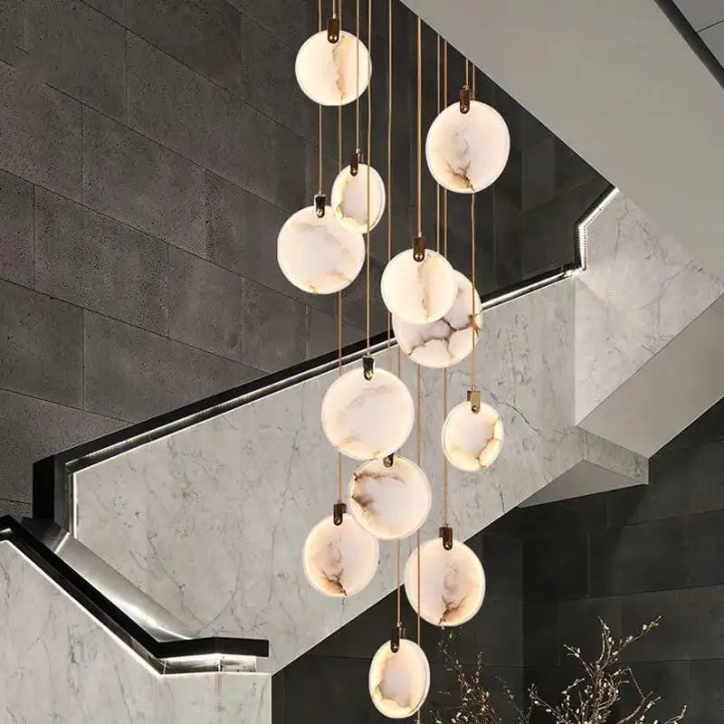 Luxury Long Marble Chandelier for Staircase Lobby Hallway