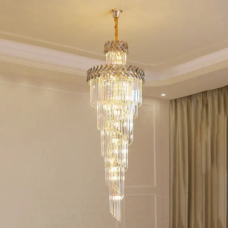 Luxury Long Spira Crystal Chandelier for Staircase Hall Living