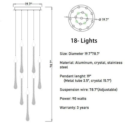 Luxury Modern Crystal Chandelier for Staircase Living Bathroom - Home & Garden > Lighting