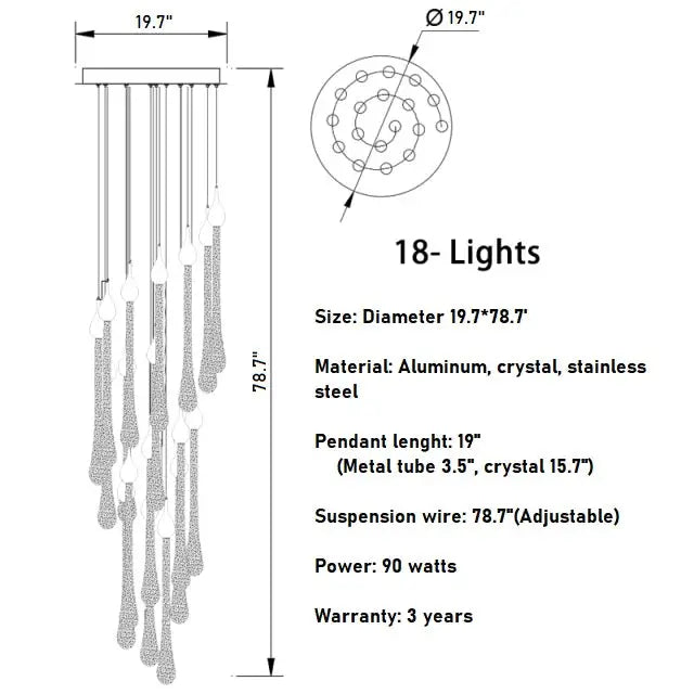 Luxury Modern Crystal Chandelier for Staircase Living Bathroom - Home & Garden > Lighting