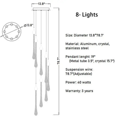 Luxury Modern Crystal Chandelier for Staircase Living Bathroom - Home & Garden > Lighting