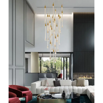 Luxury Modern Crystal Chandelier for Staircase Living Bathroom - 49 Lights / Warm Light