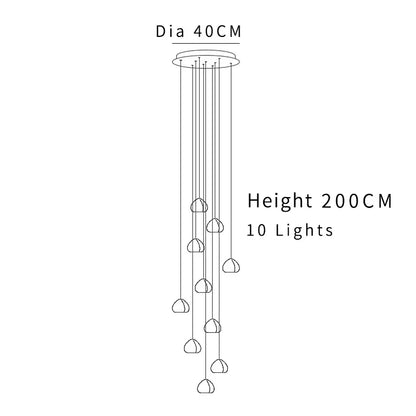 Luxury Modern Crystal LED Chandelier for Staircase Lobby - 10 lights / NON dimm Warm