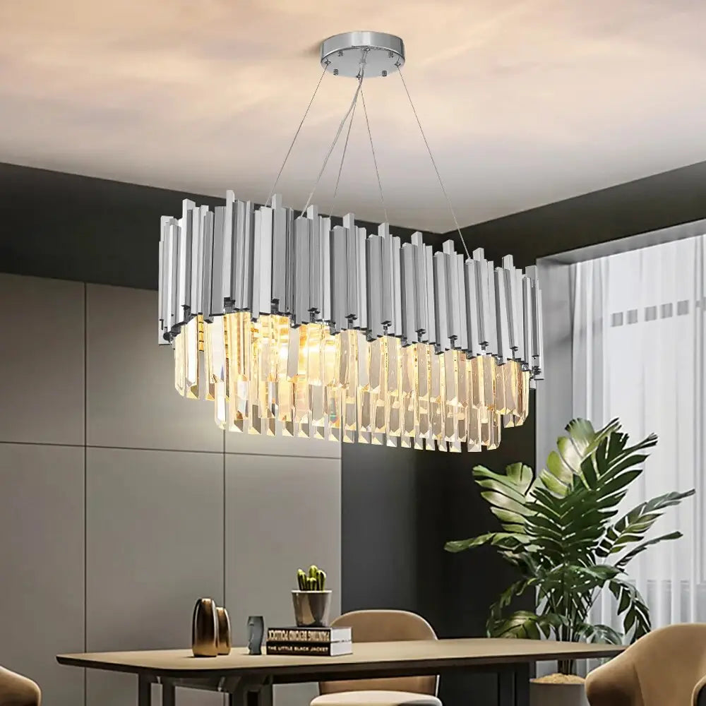 Luxury Modern Hanging Oval Crystal Chandelier for Dining Kitchen