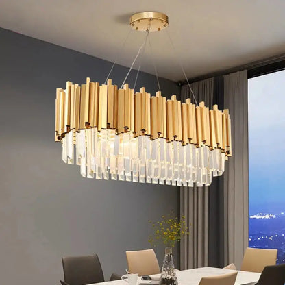 Luxury Modern Hanging Oval Crystal Chandelier for Dining Kitchen