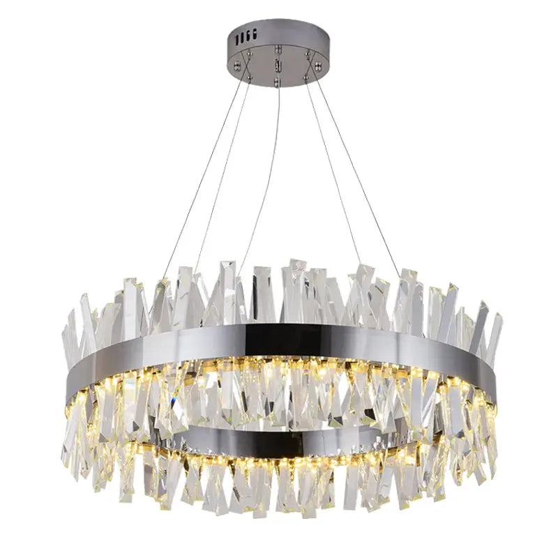 Luxury Modern Hanging Round Chandelier for Living Bedroom - Chrome / Dia60xH30cm NON dimm