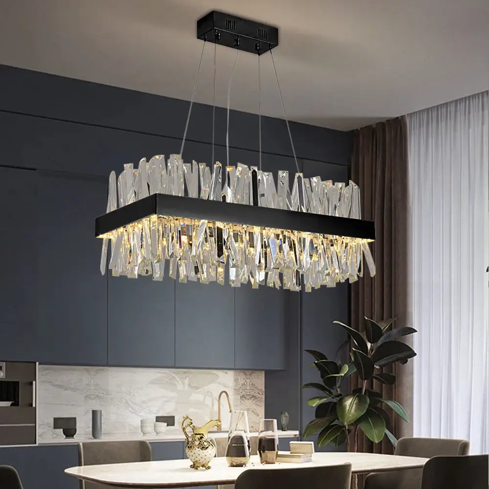 Luxury Modern Rectangle Crystal Chandelier for Dining Kitchen