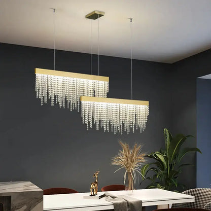 Luxury Rectangle Crystal Chandelier for Dining Bar Kitchen