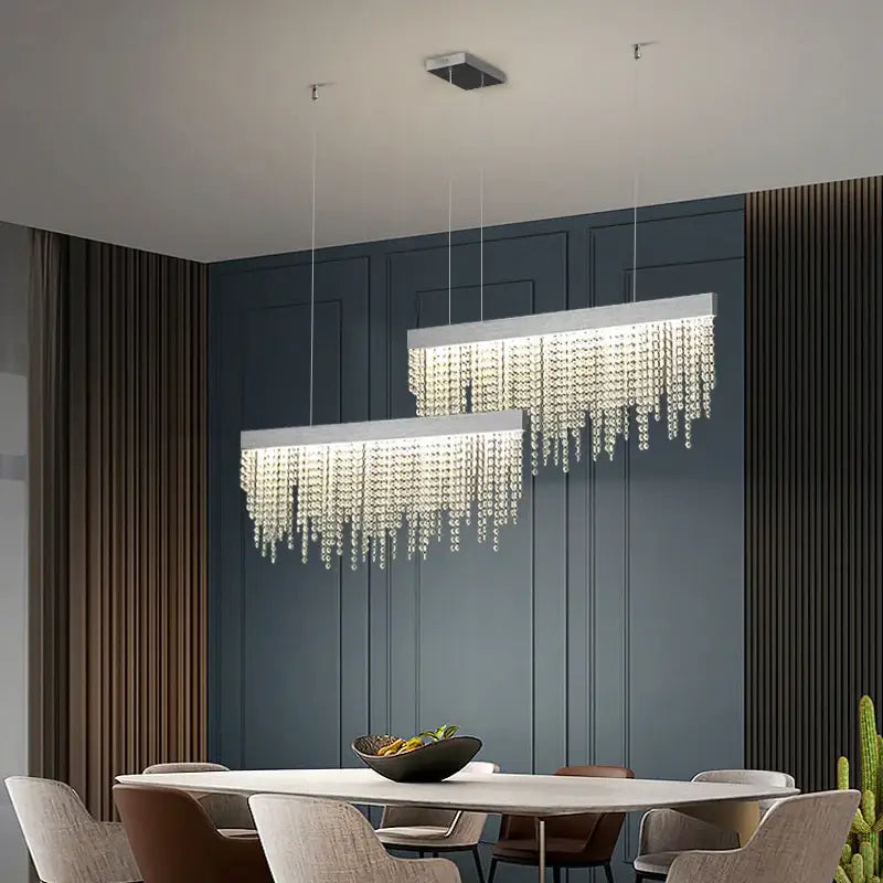 Luxury Rectangle Crystal Chandelier for Dining Bar Kitchen