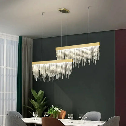 Luxury Rectangle Crystal Chandelier for Dining Bar Kitchen