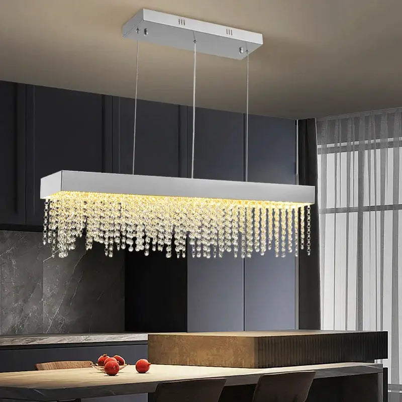 Luxury Rectangle Crystal Chandelier for Dining Kitchen Bar