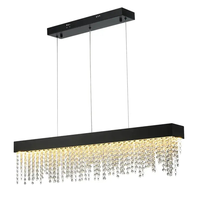 Luxury Rectangle Crystal Chandelier for Dining Kitchen Bar - Black / L80xW12xH25cm NON