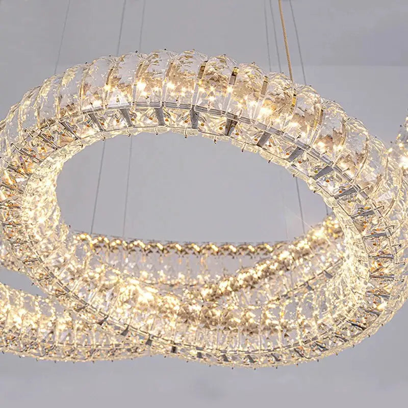 Luxury Ring Hanging Crystal Chandelier for Staircase Living