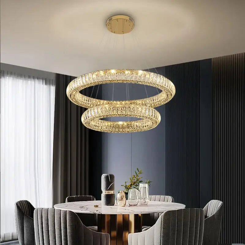 Luxury Ring Hanging Crystal Chandelier for Staircase Living