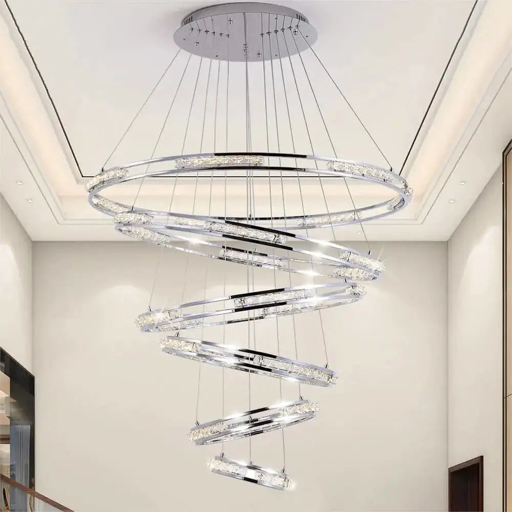 Luxury Ring LED Crystal Chandelier for Staircase Living - Home & Garden > Lighting