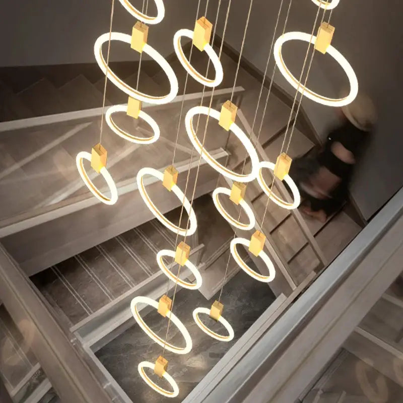 Luxury Round Hanging Acrylic Chandelier for Staircase Living