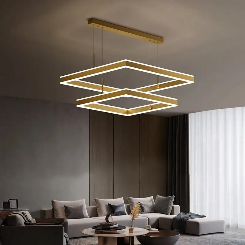 Luxury Square Hanging Chandelier for Living Dining Bedroom