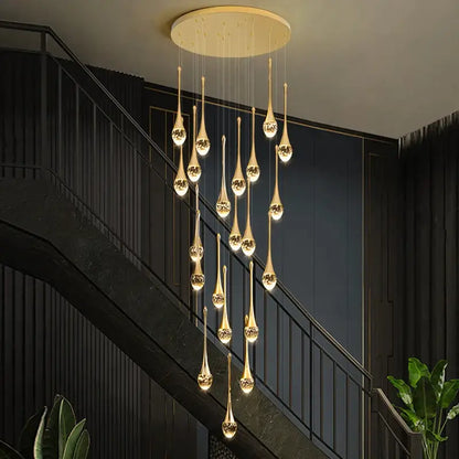 Luxury Water - Drop Spiral Crystal Chandelier for Staircase,Hallway