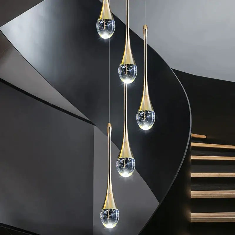 Luxury Water - Drop Spiral Crystal Chandelier for Staircase,Hallway