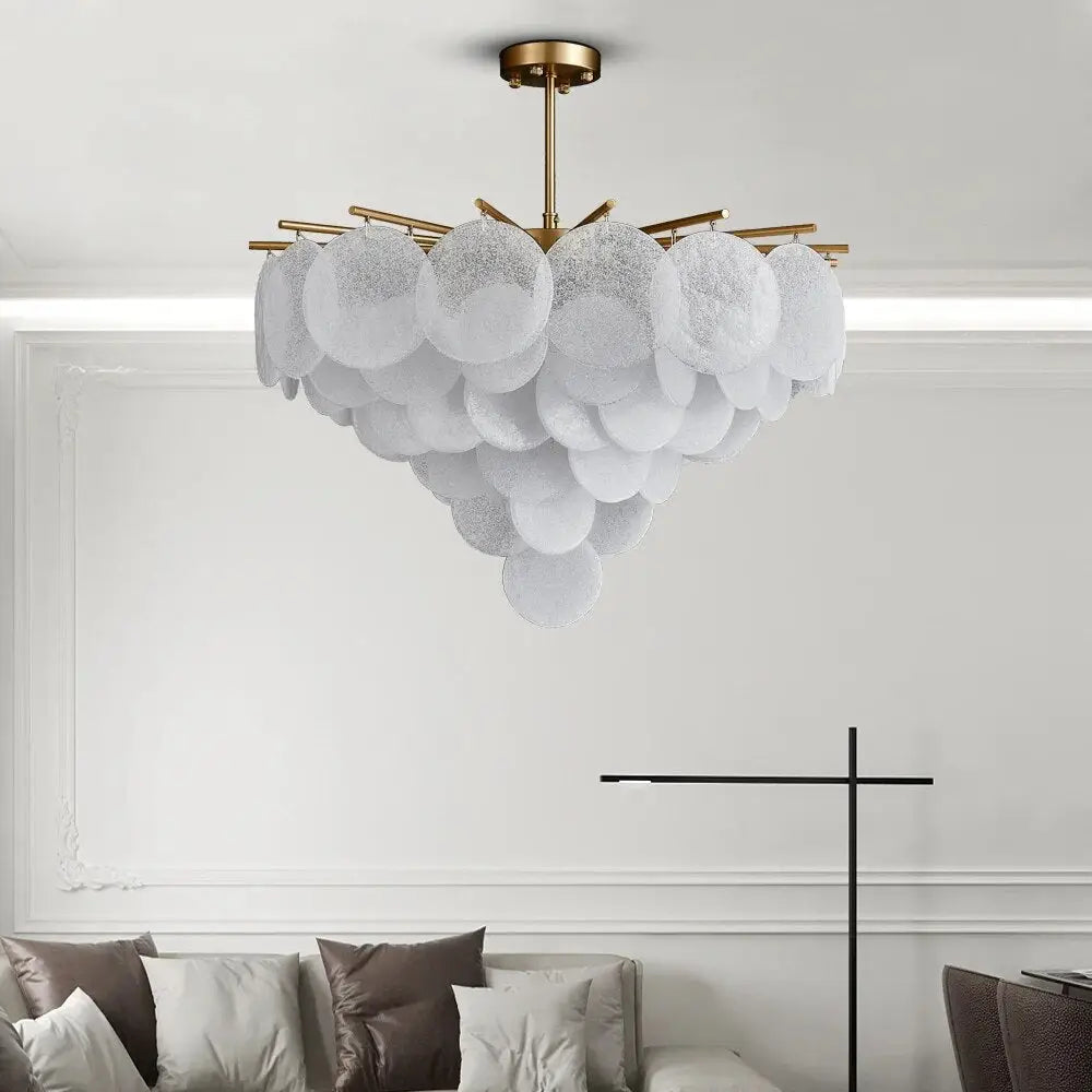 Luxury White Glass Chandelier For Living Dining Bedroom