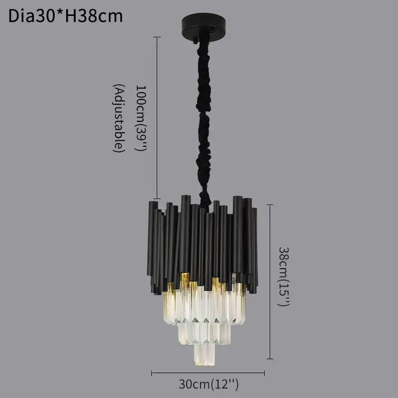 Modern Black Hanging Crystal Chandelier for Dining Kitchen - Style - 1 / 1PC Dimmable