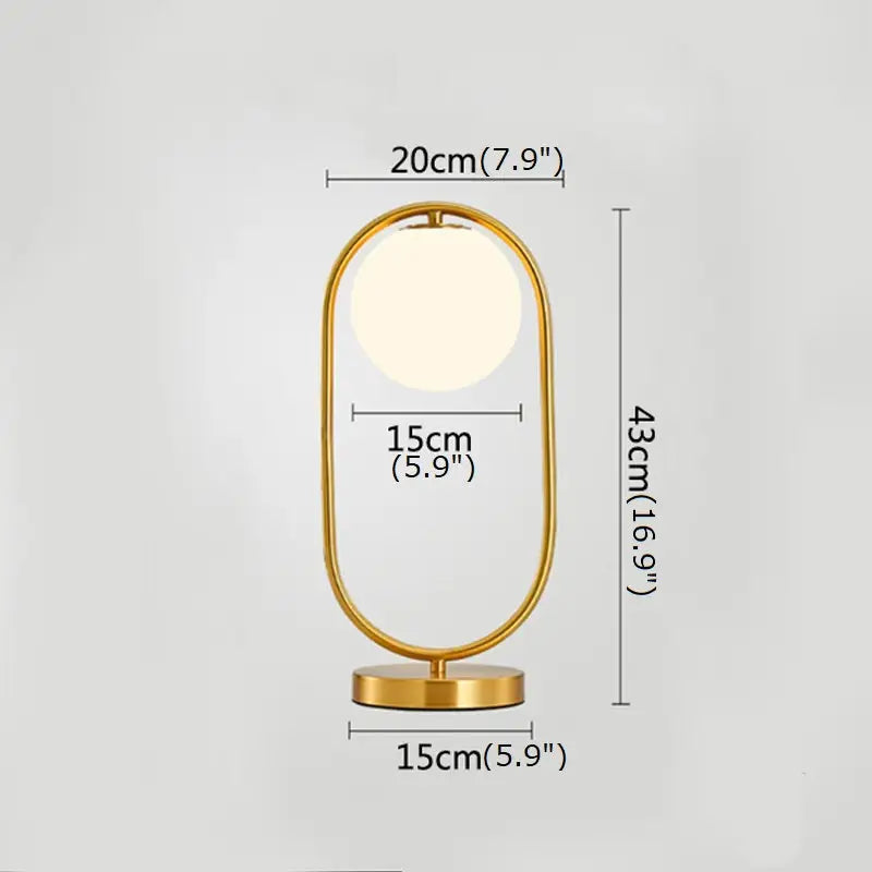 Modern Brass Glass Round Ring LED Table Lamp - Warm light