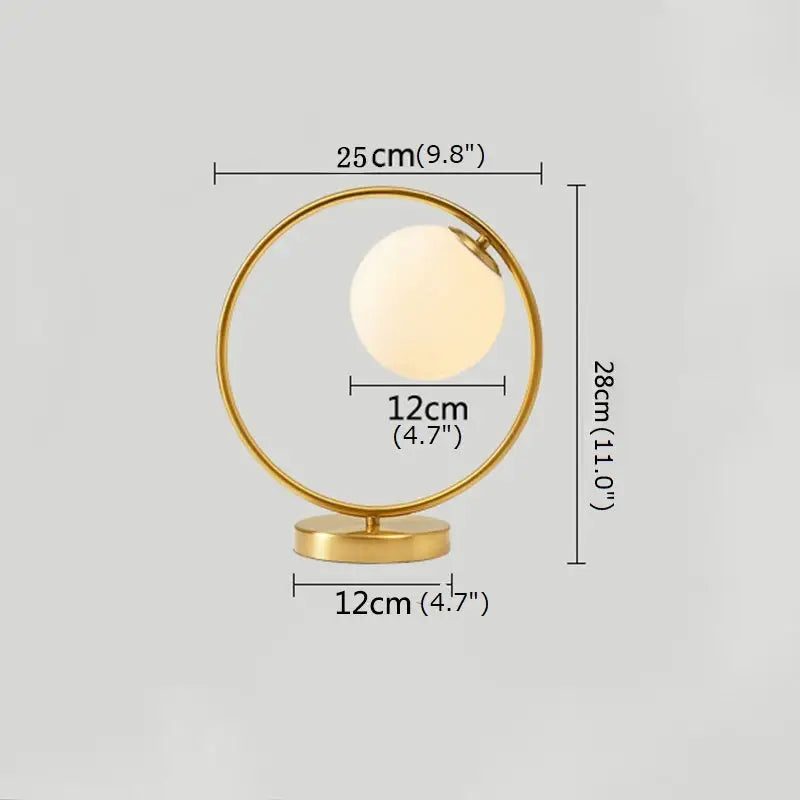Modern Brass Glass Round Ring LED Table Lamp - Warm light / B