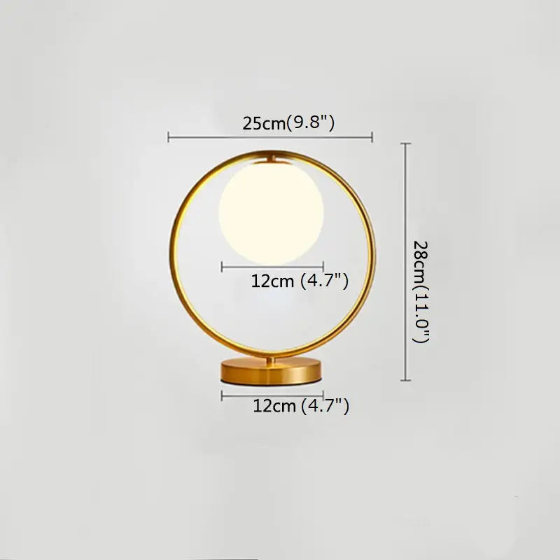 Modern Brass Glass Round Ring LED Table Lamp - Warm light / C